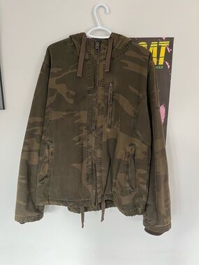 Scott Men's Camouflage Hooded Field Jacket in Olive & Brown